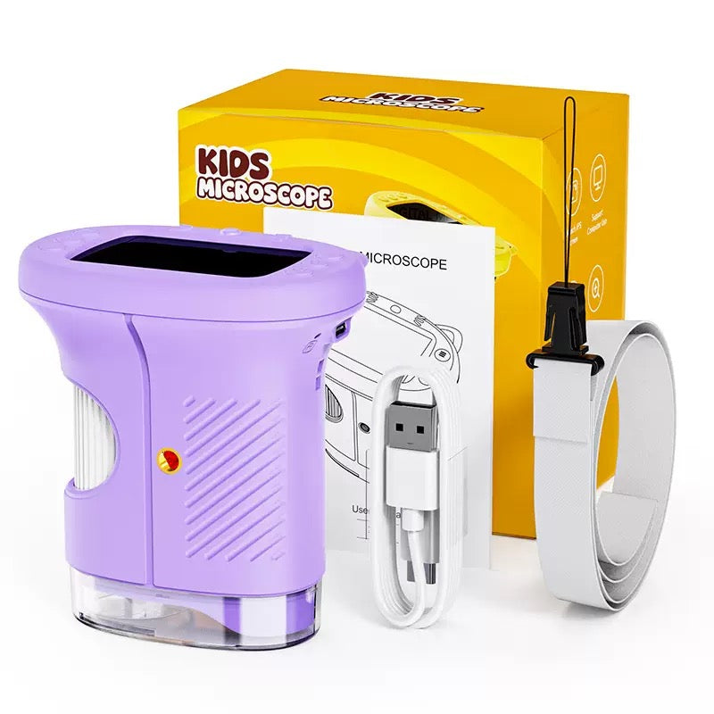 [2027 Upgraded] Kids Digital Microscope with 2.4” 4K Screen, Built-In Photo & Video Camera, 200X–1000X Magnification & 100M Telescope, STEM Educational Gift for Kids Ages 3–12