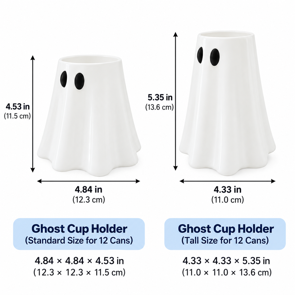 Halloween Witch Hat Ghost Can Holder with Straw Opening, Reusable 3D Beverage Can Cover, Standard or Tall Size, Spooky Drink Accessory for Parties, Desks & Movie Nights