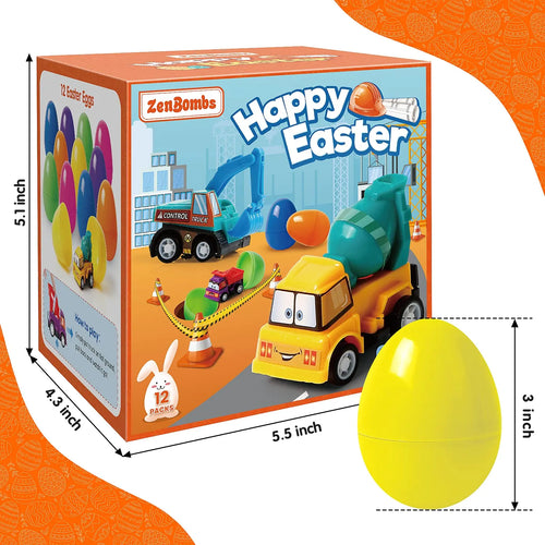 12 Pre-filled Easter Eggs with Pull-Back Engineering Construction Toys