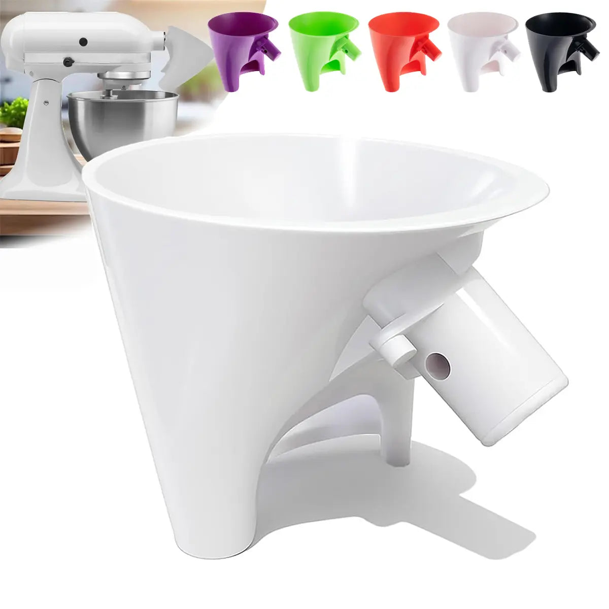 Stand Mixer Flour Funnel – Easy-Pour Baking Attachment for 4.5–5 Qt Bowls