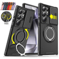 OREKROY Shockproof Magnetic Case with Slide Camera Lens Protector For Samsung Galaxy