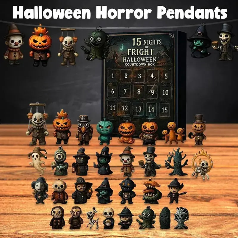 2026 Halloween Countdown Advent Calendar, 15-Day or 31-Day “Nights of Fright” Blind Bag Surprise Gift Box with Collectible Mini Figures & Charms