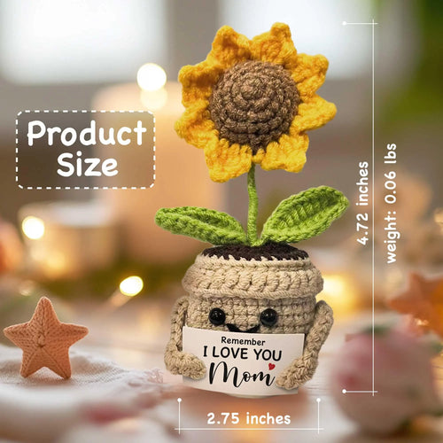 "I Love You Mom" Handmade Crochet Sunflower Gift