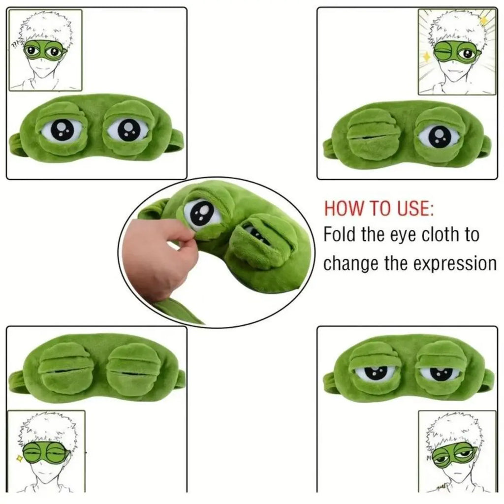 3D Funny Frog Sleep Mask | Adjustable Movable Eyes Cartoon Eyeshade