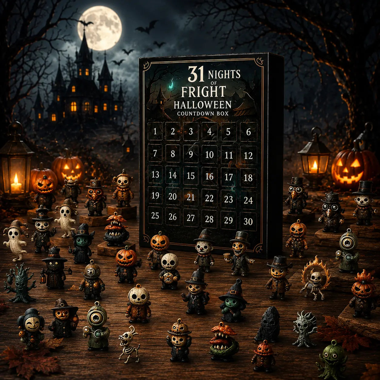2026 Halloween Countdown Advent Calendar, 15-Day or 31-Day “Nights of Fright” Blind Bag Surprise Gift Box with Collectible Mini Figures & Charms