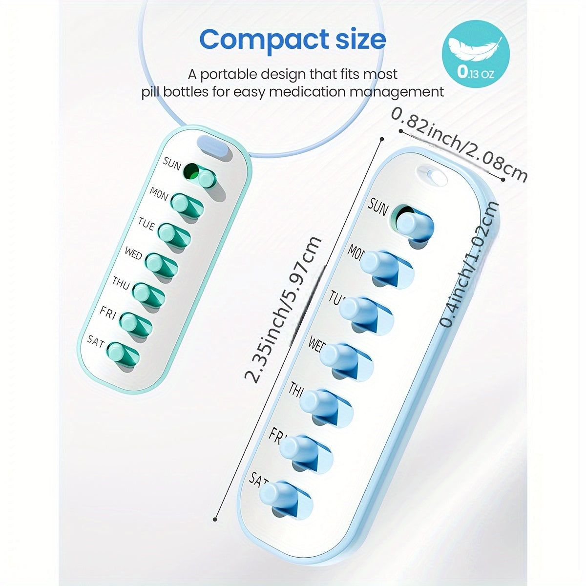 Pill Reminder, Includes Elastic Lanyard And Stickers, Daily Pill Tracker Compatible with Most Pill Bottles, Reusable Medication Tracker Replacement for Weekly Vitamins (7 Days) Pet Pill Organizer
