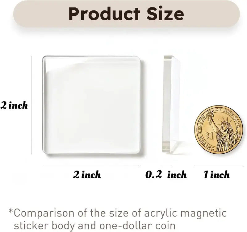 10 Pack 2x2" Clear Acrylic DIY Fridge Magnets