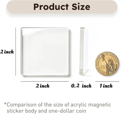10 Pack 2x2" Clear Acrylic DIY Fridge Magnets