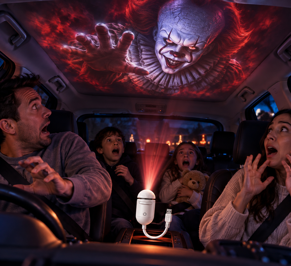 Halloween 2-in-1 Projection Night Light, 360° Adjustable USB Projector Lamp with Interchangeable Spooky Films, Touch Control for Bedroom, Party, Hallway & Parked Car Decor