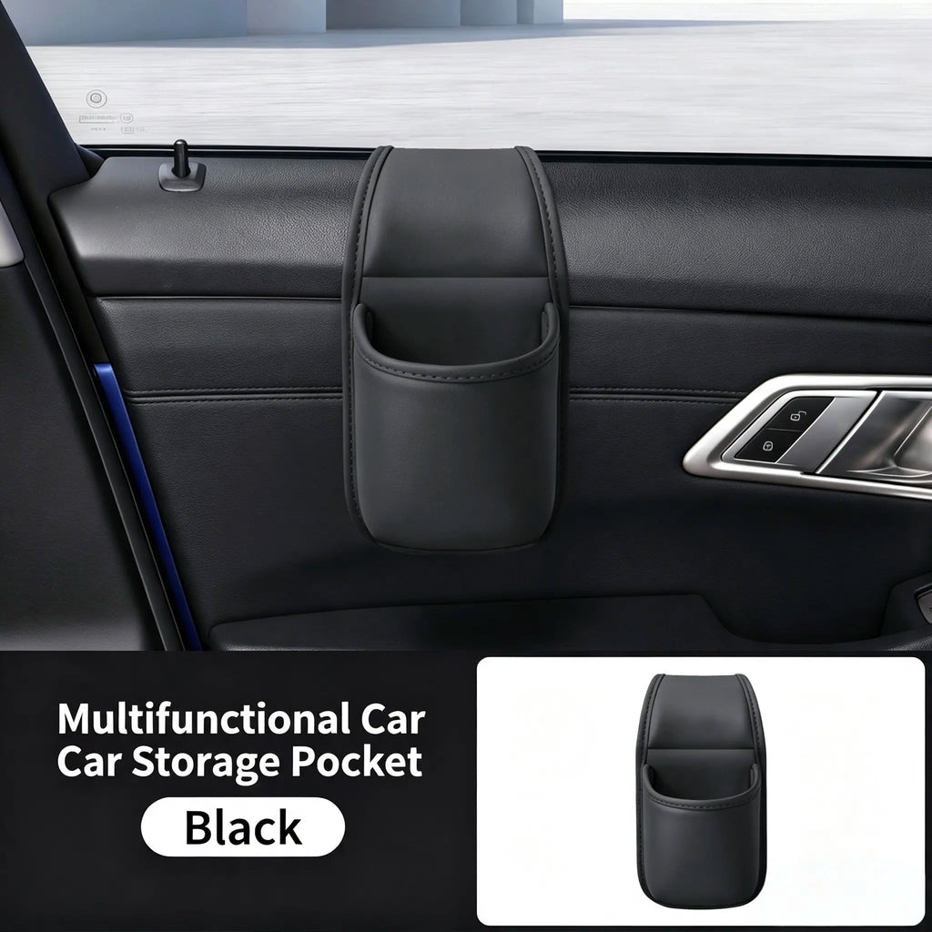 Car Door Storage Pocket, Double-Layer Organizer with Residue-Free Adhesive for Phones, Keys & Small Items, Fits Most Sedans, SUVs & Trucks