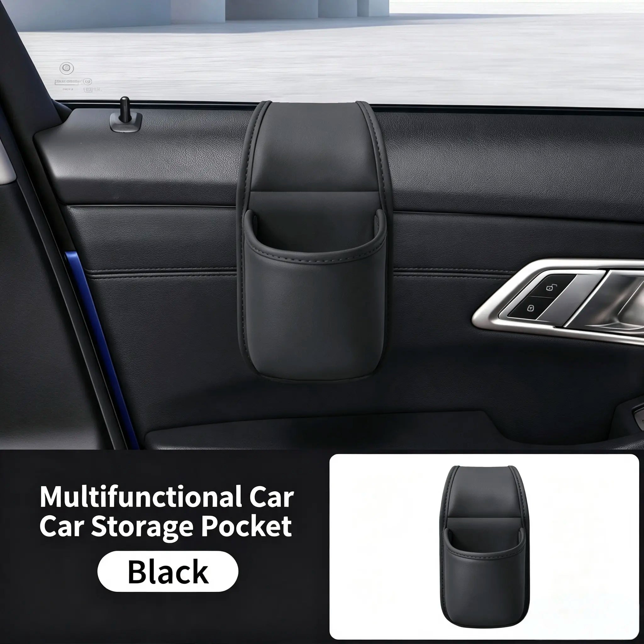 Car Door Storage Pocket, Double-Layer Organizer with Residue-Free Adhesive for Phones, Keys & Small Items, Fits Most Sedans, SUVs & Trucks