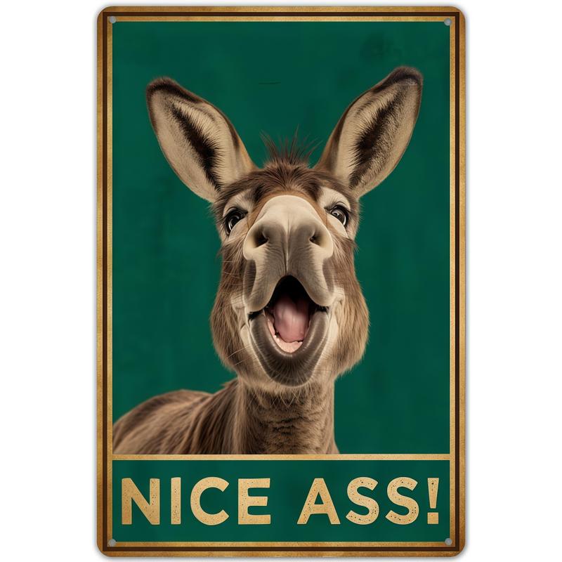 1pc Funny Donkey "Cheese Heads" Bathroom Art Sign - Farmhouse Vintage Metal Tin Wall Decor for Home, Restaurant, Bar - Retro Hilarious Donkey Lover Gift, Trending Viral Must-Have Sassy Bathroom Humor Aesthetic Country Kitchen Decor