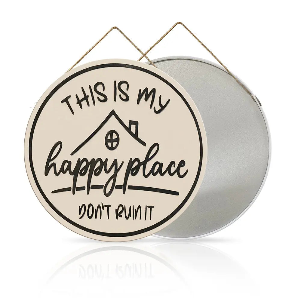 “Welcome to My Happy Place” Metal Sign - Multicolor Wall Art for Home & Office, Perfect Mother's Day Gift (8"/12")