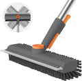 3-in-1 Heavy-Duty Floor Scrub Brush with Long Handle & Scraper