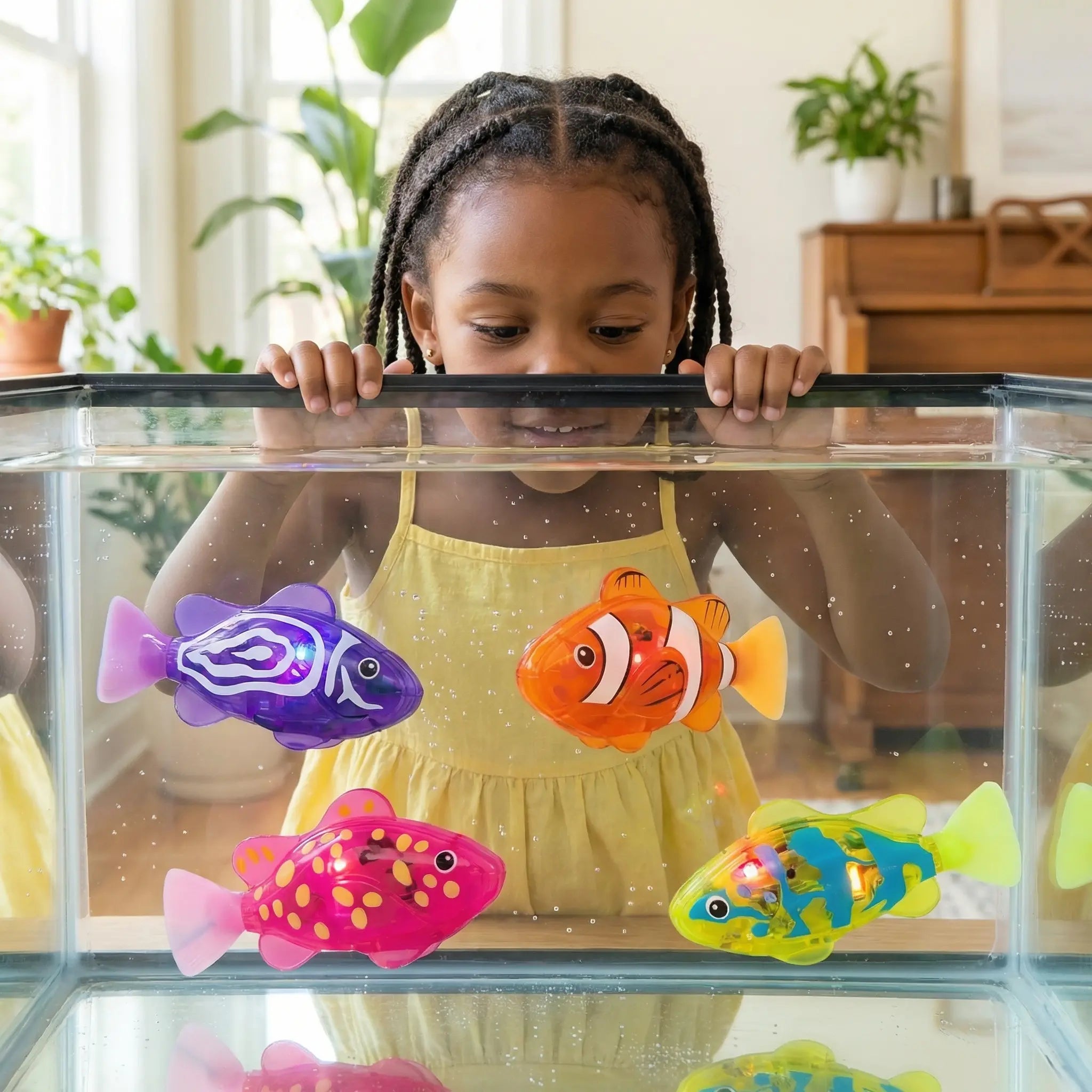 4-Pack LED Swimming Robot Fish Bath Toys for Toddlers