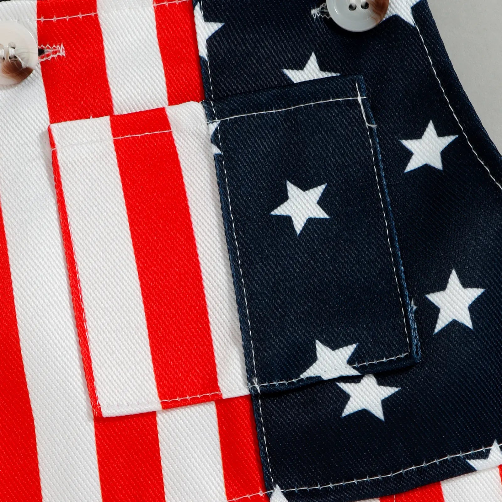 Baby 4th of July American Flag Denim Overall Shorts