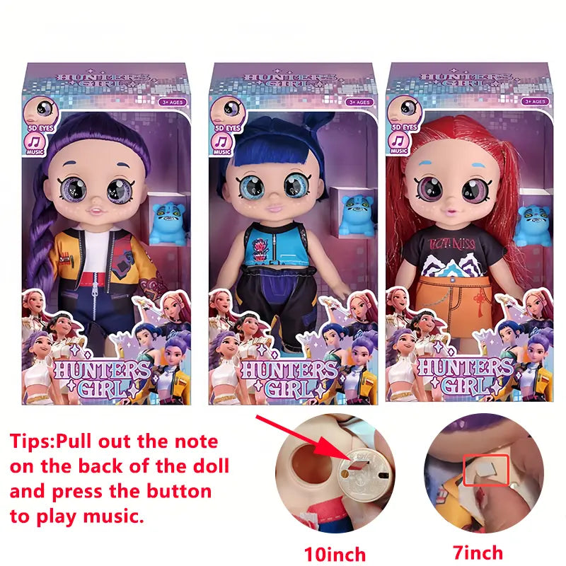Kpop Anime Action Figure Dolls, Rumi Mira Zoey Idol Group Toys, 5D Shiny Eyes, Musical Jointed, Fan Collection & Kids Gift, 7/10/13 Inch