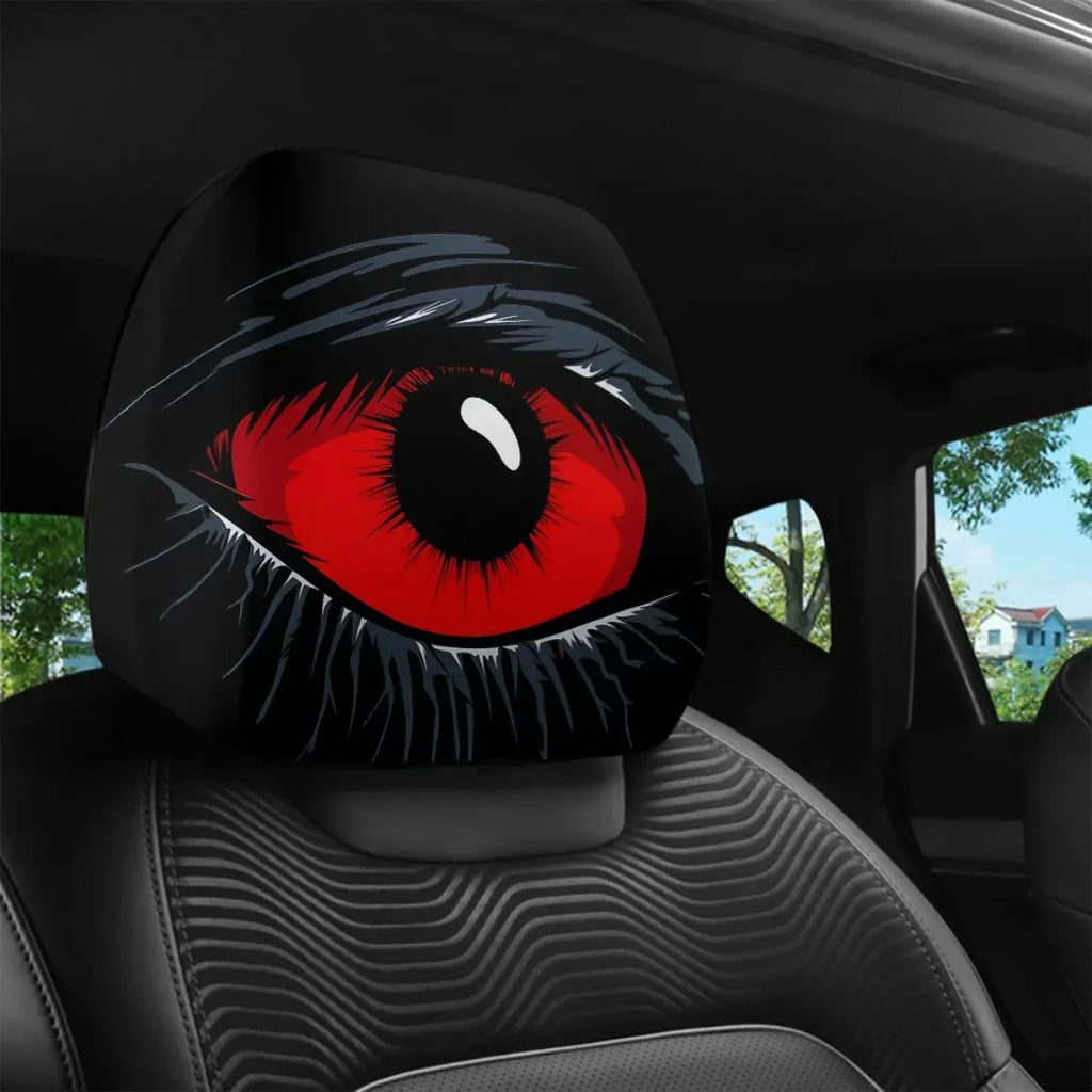 Gothic Devil's Eye Headrest Covers - Washable (Set of 2)