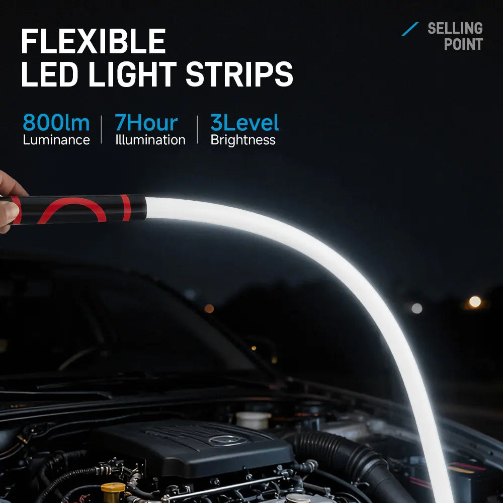 Bendable LED Flashlight Stick - 31" Flexible Design, 7-Hour Long Battery Life, High Lumens for Off-Road, Garage Mechanics, and Hard-to-Reach Areas Like Engine Bays