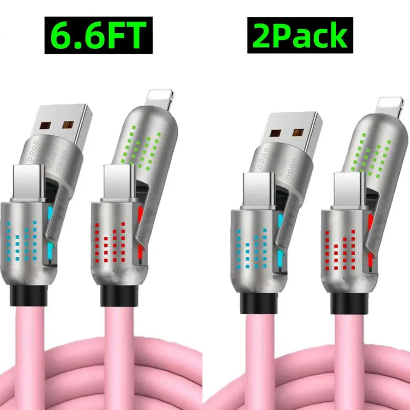 6.6FT 4-in-1 USB-C Cable, PD Fast Charging, Data Sync, EXAVON USB-A, Type-C, Lightning,  Aluminum, Compatible
