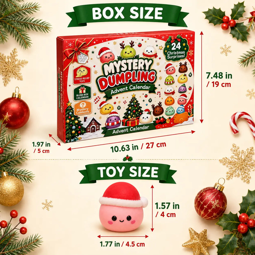 2026 Christmas Advent Calendar with 24 Mini Dumpling Squishies, Glitter Squeeze Toy Countdown Calendar, Holiday Gift for Kids