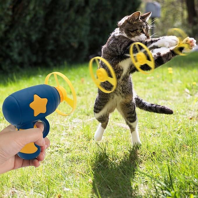 Pet Flying Disc Launcher Set | Interactive Fetch & Chase Toy for Cats & Dogs