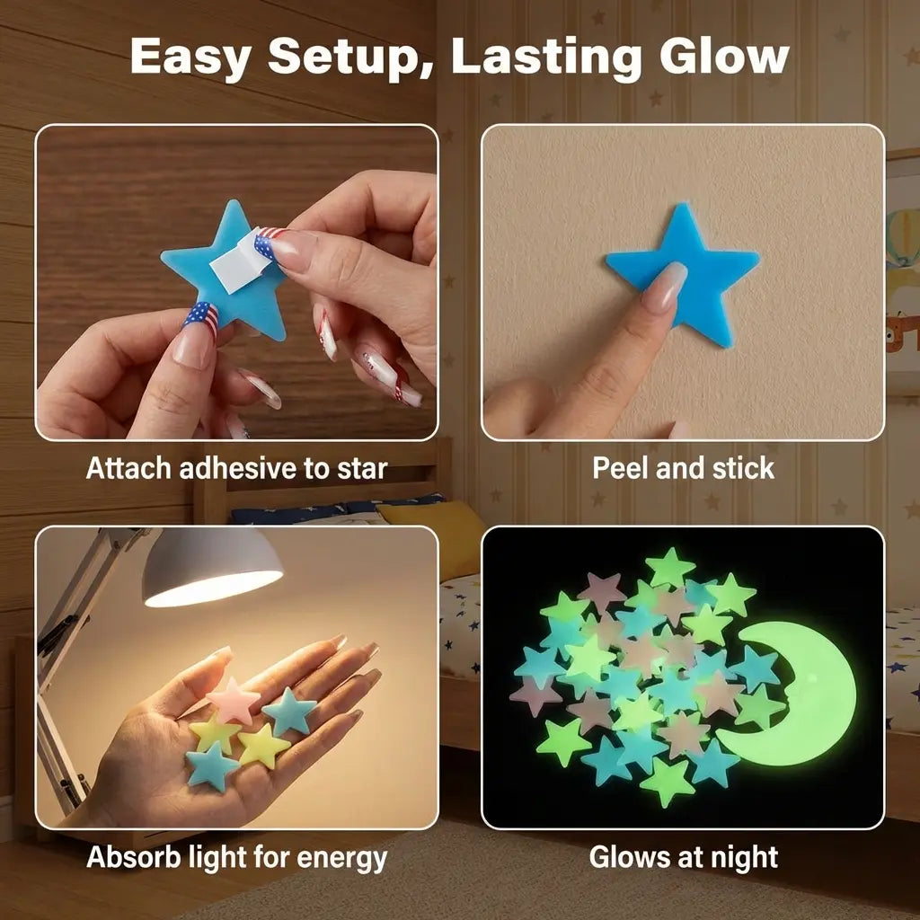 100-300pcs Glow in the Dark Stars - Luminous Ceiling & Wall Stickers for Kids Room