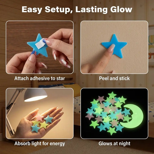 100-300pcs Glow in the Dark Stars - Luminous Ceiling & Wall Stickers for Kids Room