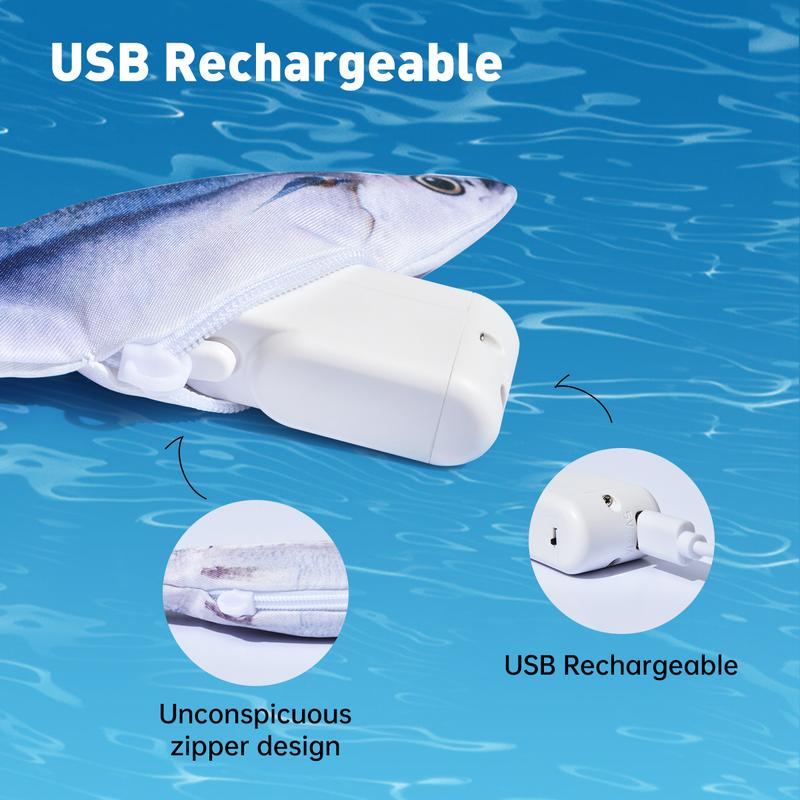 Interactive Tap-Activated Flapping Cat Toys - 3 Realistic Motion Sensor Fish with Catnip