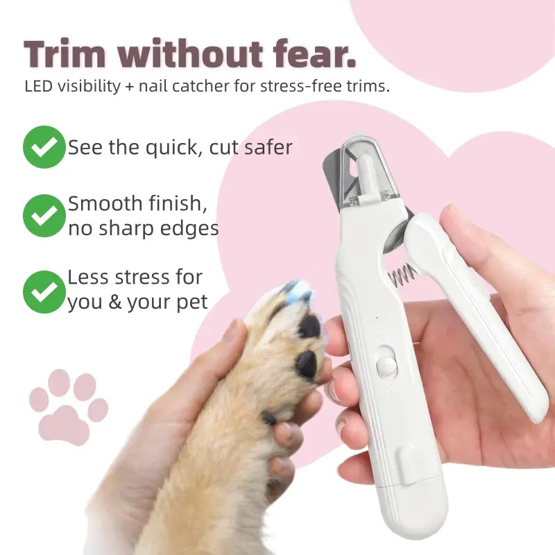 Dog & Cat 2-in-1 Pet Nail Clipper & Grinder with LED Light, Quiet Low-Noise Motor, USB-C Rechargeable, Stainless Steel Clipper & Splash Guard for Small Medium Large Pets