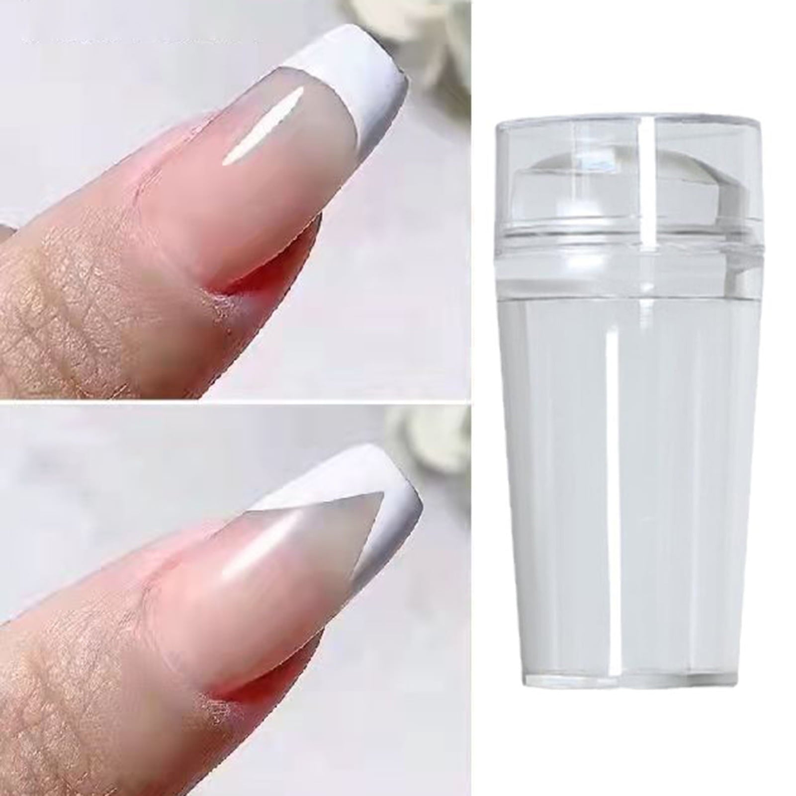 Krejova French Tip Nail Stamp,Clear Silicone Reusable Nail Art Stamper for French Manicure Home DIY Nail Art Salon