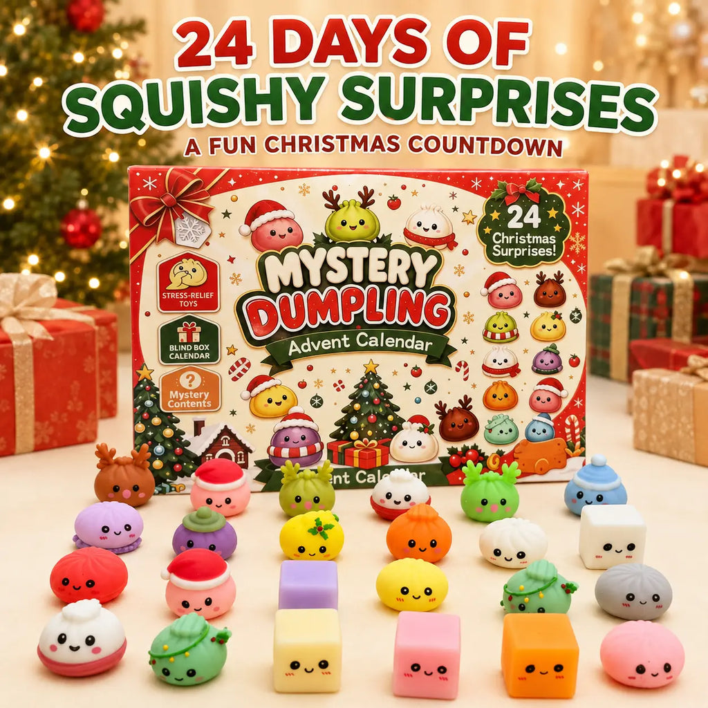 2026 Christmas Advent Calendar with 24 Mini Dumpling Squishies, Glitter Squeeze Toy Countdown Calendar, Holiday Gift for Kids