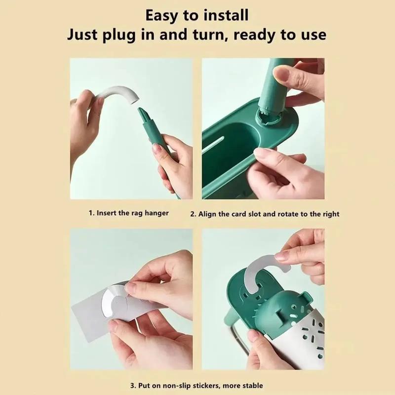 Adjustable Under-Sink Storage Rack, Thick PP Telescopic Organizer with Hanging Rod & Drain Holes for Kitchen Bathroom