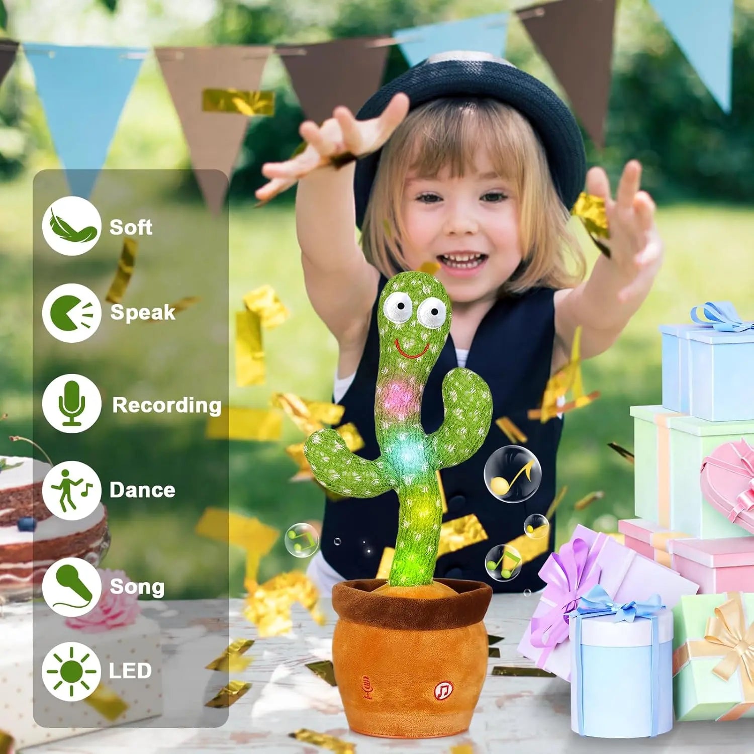 EMOIN Talking Cactus Toy, Interactive Toys Dancing Cactus Toy Mimicking Repeating What You Say, Toddler Infant Baby Toys Gifts for 6 7 8 9 10 Month Old Baby LED Musical Toy