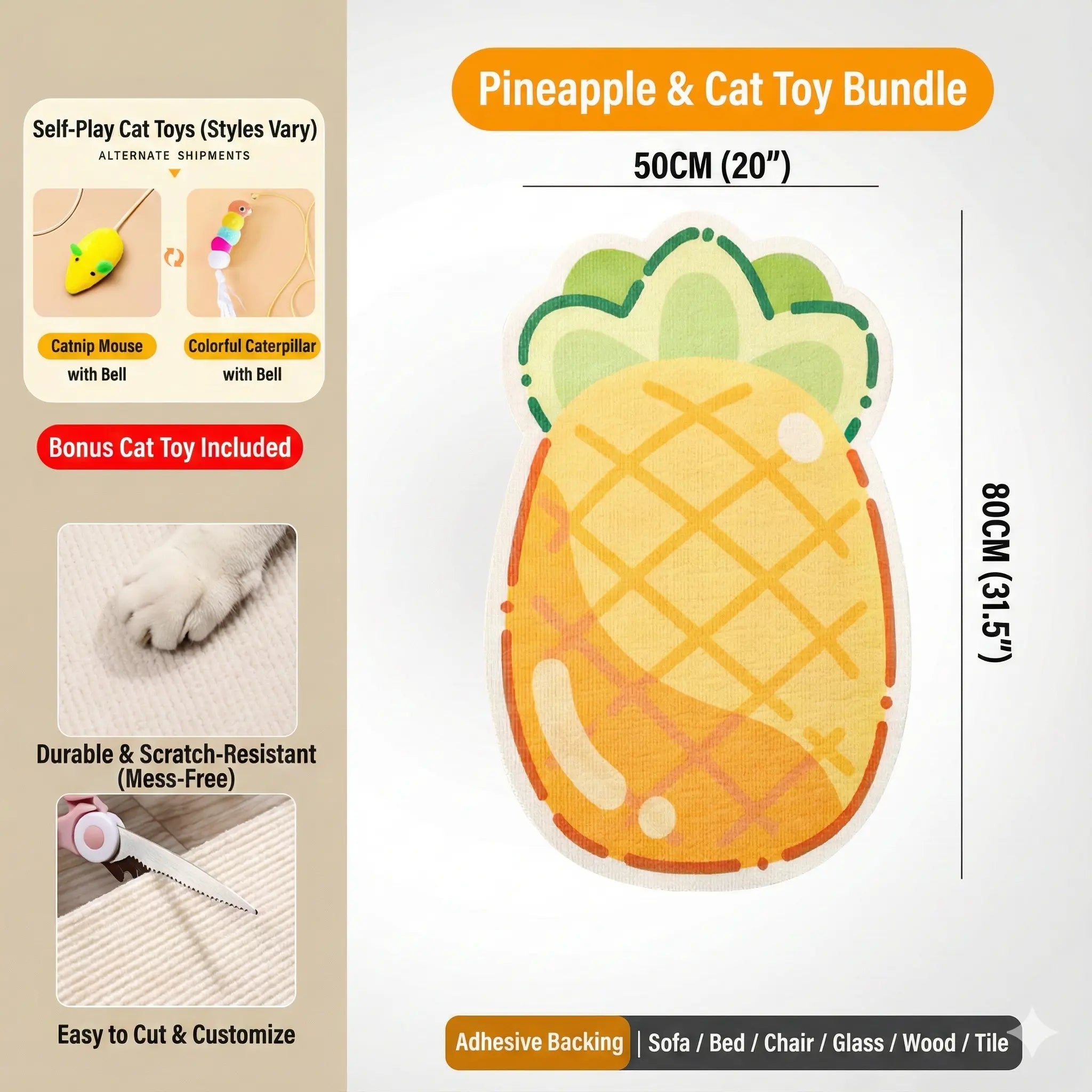SmartWell Self-Adhesive Cat Scratcher Mat, 5D Woven Wall & Furniture Protector