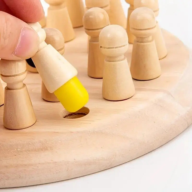 Educational Wooden Memory Chess Puzzle 17cm Diameter 4cm Height 36 Pieces Family Strategy Board Game for Brain Training & Holiday Gifting
