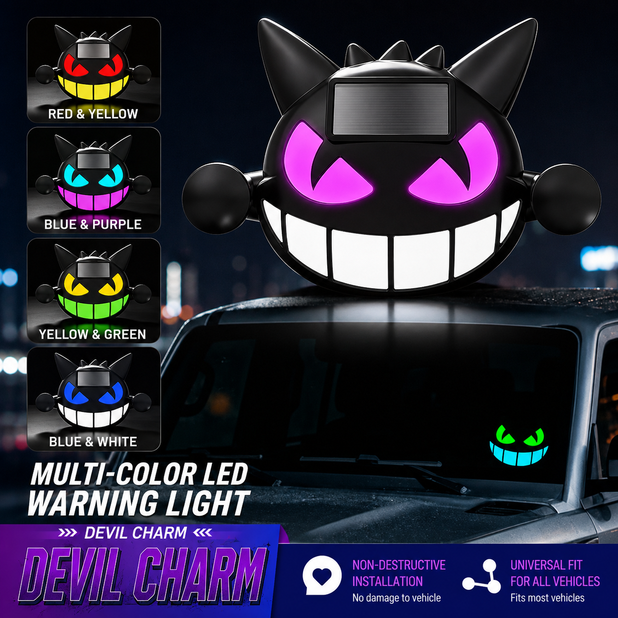 Solar Powered Little Devil Car Rear Window Light – Multi-Mode Color Changing LED