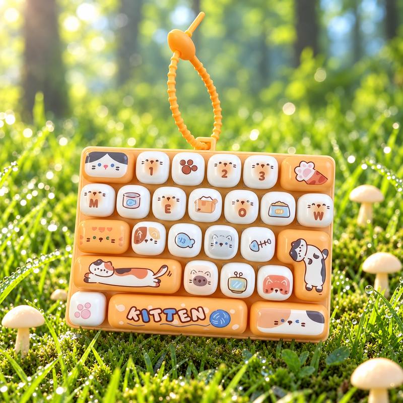 26-Key Mini Keyboard Keychain, Cute Pressable Fidget Toy with Portable Loop, Sensory Finger Toy & Backpack Accessory for Teens, Adults, Gifts & Travel