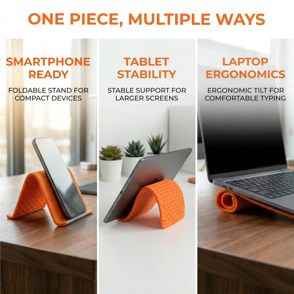 Flexible Silicone Aluminum Phone holder stand, Bendable Rollable Foldable Design, Universal Adjustable Anti-Slip Desktop Mount for Phone Tablet Laptop, Portable Ergonomic Holder for Home Office Travel-YY