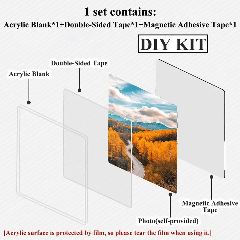 10 Pack 2x2" Clear Acrylic DIY Fridge Magnets