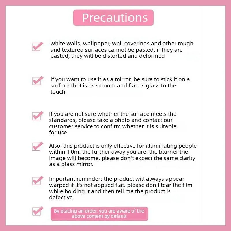 Self-adhesive mirror sticker with backing tape, 20 × 40 inch