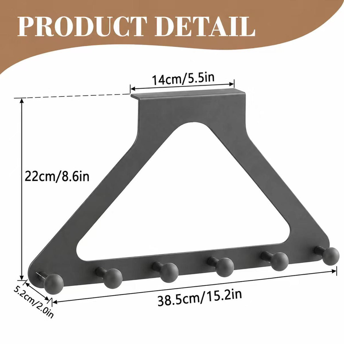 6-Hook Over-the-Door Hanger – Space-Saving Triangle Door Organizer