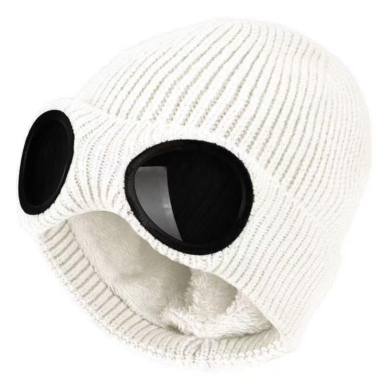 Unisex Solid Color Goggle Lens Design Beanie Hat - Casual Soft Comfortable Beanie for Fall & Winter, Fashion Accessories for Both Men & Women, Machine Washable Style Trendy SpringStatements Headwear tiktokshopspringglowup