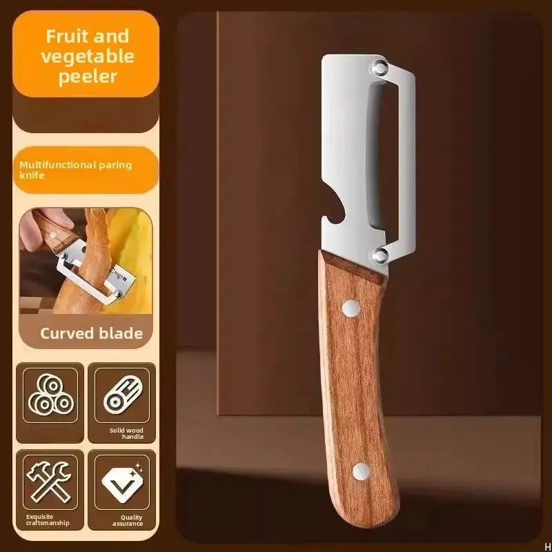 2PCS Kitchen Multi-Function Stainless Steel Thickened Fruit Peeler Knife for Sugar Cane and Pineapple Skin Removal Special Tool