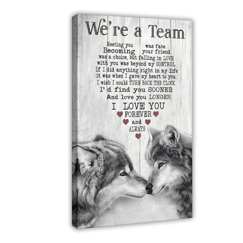 Personalized "We're A Team" Couple Canvas Print - Custom Name Wall Art for Bedroom & Anniversary
