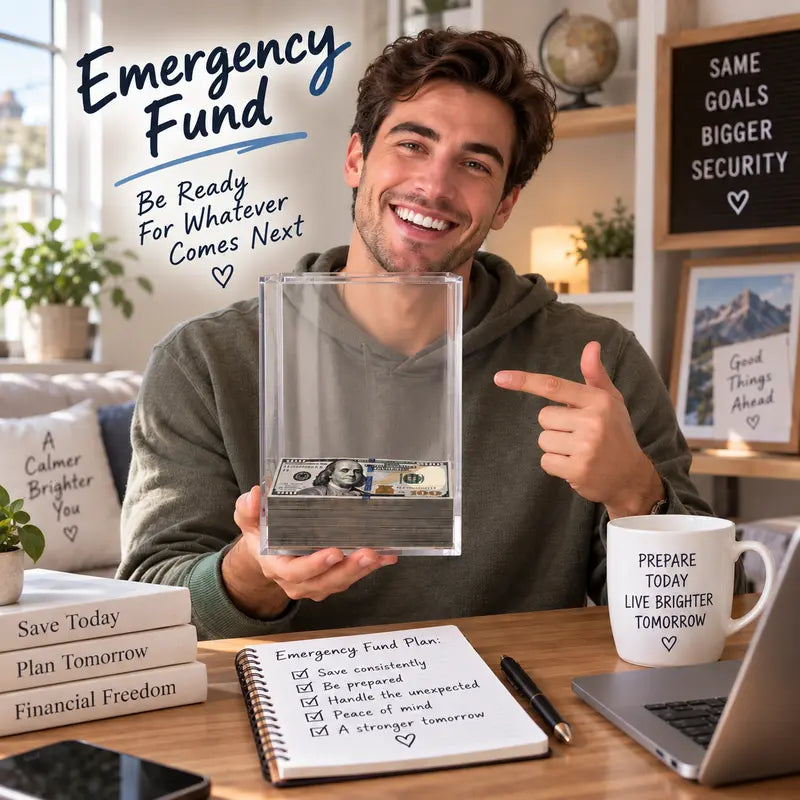 Floating savings box — holds over 1,800 bills, acrylic savings challenge box, goal tracker, satisfying floating effect, great as a gift