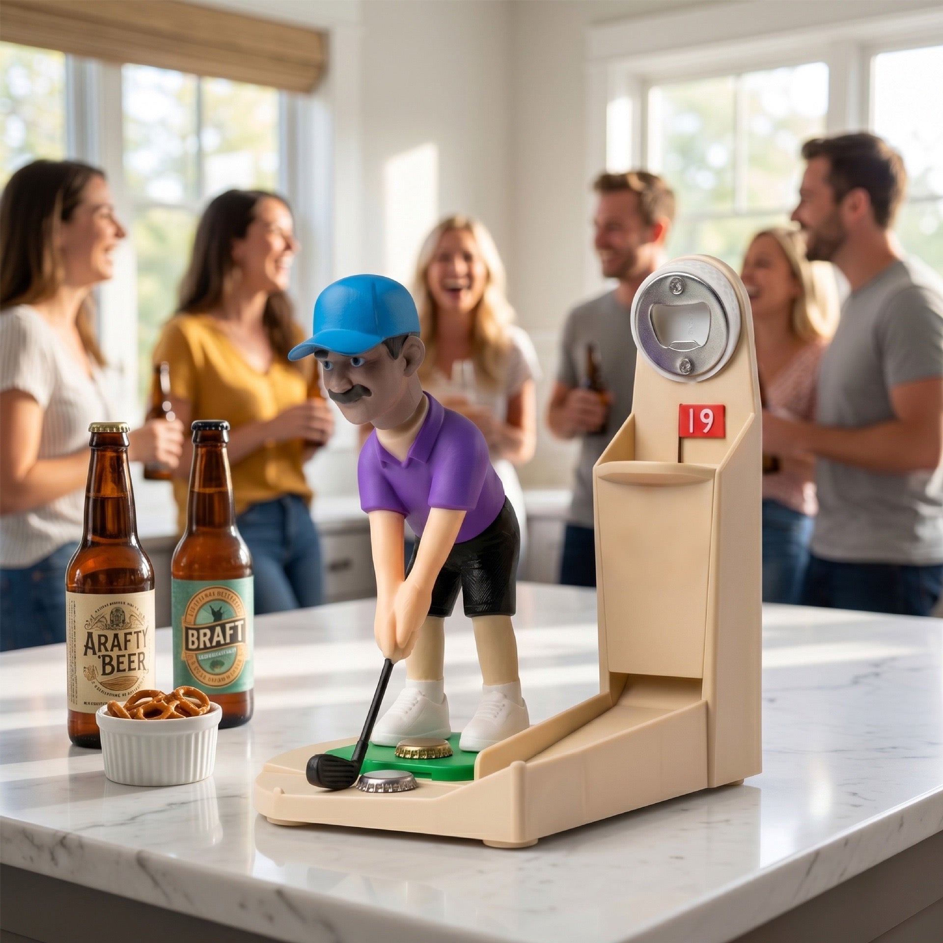 Mini Golf Bottle Opener Game, Novelty Beer Cap Launcher, Funny Gift for Golf Lovers