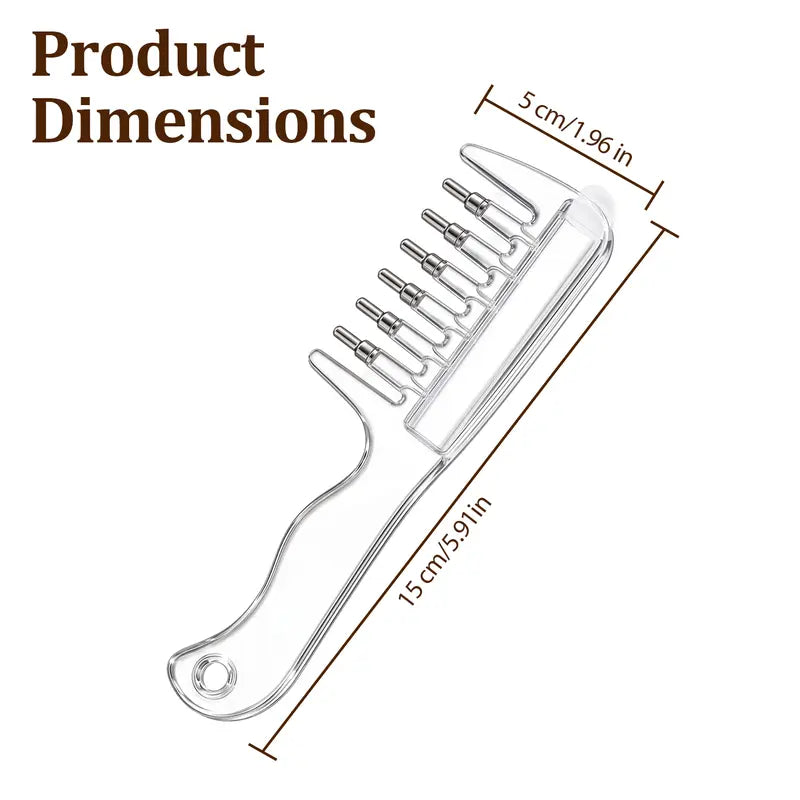 Refillable Scalp Oil Applicator Comb, Hair Root Massage Comb with Metal Tips, No-Mess Liquid Applicator Brush for Hair Care, No Serum Included