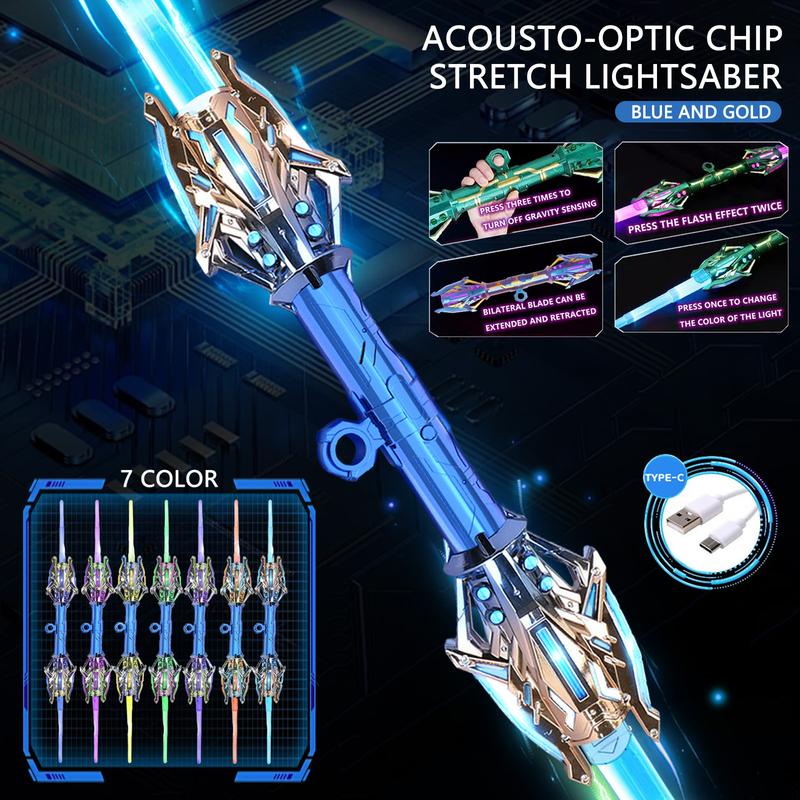 Children's Lightsaber Toy With Cool And Colorful Lights, Handsome Double-edged Lightsaber, And Telescopic Handle for Galaxy War Fighter Warriors, Holiday Gifts For Children