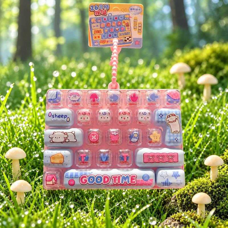 26-Key Mini Keyboard Keychain, Cute Pressable Fidget Toy with Portable Loop, Sensory Finger Toy & Backpack Accessory for Teens, Adults, Gifts & Travel